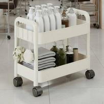 Organizer Trolley Push Handle Design 3Tier Rolling Cart 360° Rotating Wheels Mobile Shelving Unit white