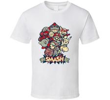 Super Smash Bros Characters Pop Art Retro Video Game T Shirt 2XL white