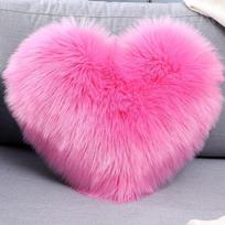 Širdelės formos pliušinė juosmens pagalvė su dirbtinio vilnos įdaru - Pagalvėlė sofos ir biuro atlošui Single-sided Plush 40x50 (no core) rožinė raudona spalva