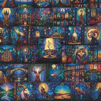 50 Stained Glass Animal Castle Stickers: Retro Deco for Journaling, Cards, Luggage & DIY Projects Y12-006 blue