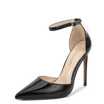 European and American style high heels one-liner strap simple metal thin heels shallow tip-toed hollow single shoes elegant and 40 beige