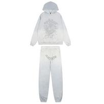 Sp5der 555555 voratinklio logotipas spausdinimas mados tendencija laipsniškas pokytis su gobtuvu megztinis laisvalaikio kelnių komplektas XL white