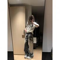 Womens Vintage Washed Denim Jeans With Chain Lace Print Slim Straight Cut Mid-Rise Cotton Blend Loose Fit Small black