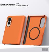 For Samsung Z Fold 8 Wide Z Fold 8 Ultra Luxury Magnetic Textured Case MagSafe Shockproof Hinge Camera Protection Deluxe Cover Galaxy Z Fold 8 oranžinė