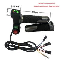 Three-Speed Electric Scooter Throttle with Horn, Voltage Display & Four-Light Grip Control black