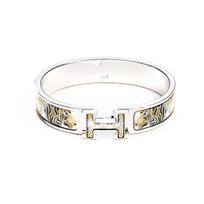 HERMES Clic H Enamel Palladium Plated Bangles Women's Silver H700000FPF3PM PM