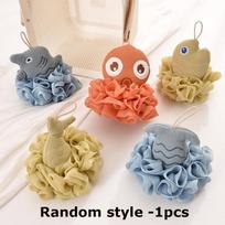 Cute Cartoon Marine Animal Children's Bath Sponge Mesh Bath Ball Body Exfoliating Sponge Aldult Shower Bath Bathroom Accessorie brown