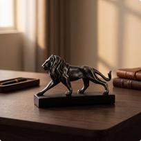 Lion Ornament with Base Majestic Decor Sculptural for Bookshelf black