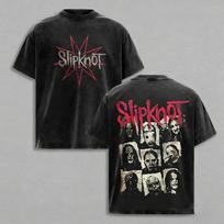 Rūgštimi skalbiami Slipknot grupės Punk Y2K Unisex medvilniniai marškinėliai XXXXL black