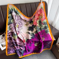 90x90cm Foulard De Tête Imprime Pour Femmes, Foulard Quatre Saisons En Satin Carré, Hijab Pour Dames 90cmX90cm black