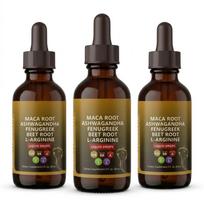 Maca šaknies skysti lašai su ašvaganda, ožragu, runkelių šaknimi ir L-argininu, skystas multivitaminas moterims ir vyrams 3pack