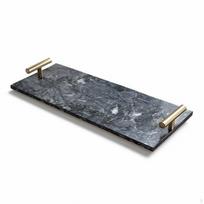 Marmurinis padėklas su rankenomis, dekoratyvinis stačiakampis, skirtas vonios kambario praustuvo stalviršiui, komodai 30x12cm 30x12cm_Yellow Travertine
