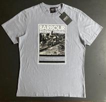 NAUJAS SU ETIKETĖMIS BARBOUR INTERNATIONAL STEVE McQUEEN dulkėtai mėlynas marškinėliai dydis M 20,5” krūtinė-krūtinė Unisex marškinėliai XXL gray