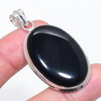 Natural Black Onyx Gemstone 925 Sterling Silver Jewelry Pendant 2.09  m5V45 pink