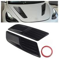 2-Pack ABS Carbon Fiber Aerodynamic Vent Grilles Universal Fit, Polished End, Suitable for Front Hood Airflow Ventilation white