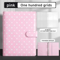 Colorful A5 Handbook Storage Bag PU Notebook Binder Money Saving Envelope  Budget Planner Polka Dot Pink