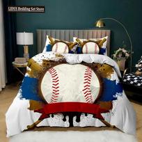 Baseball Duvet Cover Set Baseball Bat Bedding Set For Kids Teens 3D Baseball Sports Double Queen King Size Polyester Qulit Cover EU Single 135*200cm/53x79in 3pcs gray