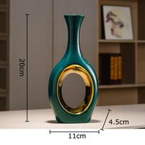 Green Hollow Gold-plated Ceramic Vase Table Decoration Artificial Flower Flowers Arrangement Floral Vases Room Aesthetic Decor black