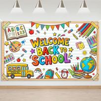 Mocsicka Back to School Backdrop Banner Decorations for School 6x3.6ft 59×39inch/150*100cm yellow