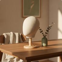 Audinio manekeno galva su mediniu stovu Laisvai pastatomas medinis pagrindas Stalviršis Xs Wood Base brown