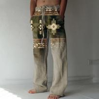 Men's 3D Vintage Tribal Printed Baggy Casual Trousers,  Elastic Drawstring Waist with Pockets, for Spring Summer Home Outdoor Vacation L pilka