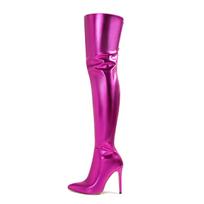 Sexy Women Boots High Heels Pole Dance Stripper Gothic Shoes Platform Zipper Shoes Strappy Shoes Plus Size 47 purple