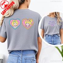 Polly Pocket marškinėliai su spauda Mielos Polly Pocket viršutinės dalys Polly Pocket animacinių filmukų marškinėliai Patogus džemperis kasdieniam dėvėjimui Moteriški marškinėliai 3XL gray