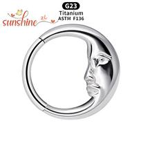 ASTM F136 Titano 16G Daith Clicker Nosies žiedas Auskaras su CZ Septumo žiedai Kremzlės auskarų lankeliai Atidaromas Clicker Kūno papuošalai 16G 1.2x10MM