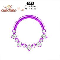 ASTM F136 Titano 16G Daith Clicker Nosies žiedas Auskaras su CZ Septumo žiedai Kremzlės auskarų lankeliai Atidaromas Clicker Kūno papuošalai 16G 1.2x8MM