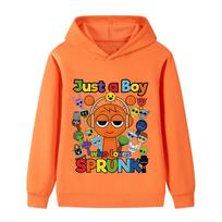 B1012 Kids Boys Girls Sprunki Print Thin Long Sleeves Hoodie 150cm oranžinė