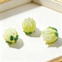 2pcs 15mm Handmade Lampwork Tulip Flower Beads Fashion Glass Loose Beads For Jewelry Making DIY Bracelet Earring Accessories 15mm(2Pcs) beige