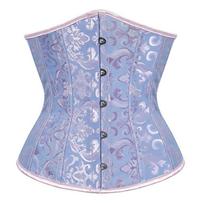 Bustiers & Corsets Shaperwear Steel Boned Waist Trainer Corset Satin Lace Up Underbust Bustier Brocade Corselet Slimming Body Shaper M mėlyna