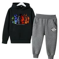 FNAF Five Nights At Freddys Sweatshirt Set Fleece Kids Sweatpants Boys Jacket Girls Clothes Spring Autumn Hoodie Birthday Gift 140 gray