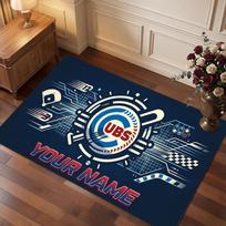 Chicago Cubs Personalized Crystal Velvet Carpet, Customized Name Text Soft Anti‑Slip Rug for Living Room Bedroom 40cmx60cm brown