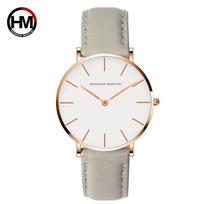 Hannah Martin prekės ženklo Japonijos kvarcinis mechanizmas Moteriškas madingas laikrodis Odinis dirželis Moteriški riešo laikrodžiai Vandeniui atsparus laikrodis relogio feminino beige