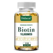 Didacat Biotin Softgels, 10,000mcg Maximum Strength, d-Biotin, 120 Caps 120 Capsules beige