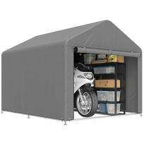 Garden Tent for Bicycles with Galvanized Metal Frame Zipper Door Waterproof Anti-UV 2.4x2x2 m Grey 238 x 200 x 183 cm