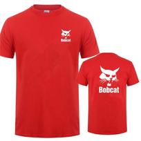 Bobcat marškinėliai vasarai vyrams trumpomis rankovėmis medvilniniai Bobcat sunkiosios technikos logotipas marškinėliai su spauda apvalia iškirpte patogūs vyriški viršūnės L red
