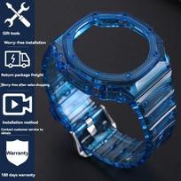 Skaidrus silikoninis laikrodžio dirželis Casio G-Shock GA2100 GA2110 GA-B2100 | Modifikuotas Glacier dėklo dizainas | Dervos pakeitimas 2100mm blue