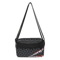 Brand Shark Mouth Pattern Messenger Bag Fashion Contrast Color Shoulder Bag All-match Medieval Square Bag Leather Ladies Handbag 20x6x13cm black