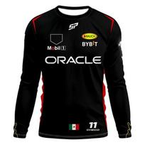 F1 Komandos ilgomis rankovėmis marškinėliai Pavasario ir Rudens Edition Ypač dideli vyriški marškinėliai 2024 Raudonoji komanda Checo 11 Vairuotojo apranga Marškinėliai M black