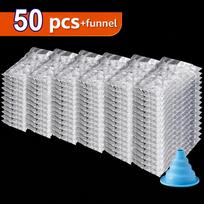 Disposable Leak-Proof Self-Sealed Ice Pack 50/100 Pcs Edible Freezer Bag for Seafood Fresh Keeping Transportation Use 50pcs and  funnel gray