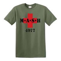 MASH 4077th Red Cross Medic Squadron Men's T Shirt Army Military Alda Top 100 gray