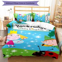 3 vnt. Benas ir Holis: Mažoji karalystė rašto patalynės komplektas, antklodės užvalkalų komplektas apima antklodės užvalkalą ir pagalvių užvalkalus, puiki visų sezonų miegamojo puošmena ir dovana 180cmx210cm