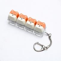 Small Size 4-Key Clicker Keychain Cute Mechanical Switch Keyboard Shiba Inu Fidget Pendant  Adults Not Glowing ruda