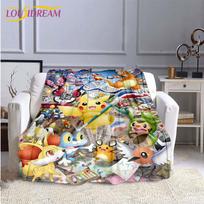Pokemon mados pledas Pikachu flanelinis lovos pledas minkštas 3D spausdintas animacinis užtiesalas sofai kelionėms stovyklavimui vaikiškas pledas 75x90cm gray