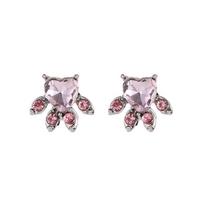 Korean Fashion Cat Paw Jewelry Set: Necklace, Earrings, Zircon Ring, & Bracelet for Women gray