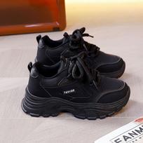Leather fashion casual sports shoes ins tide explosion spring and autumn 2025 new models step on shit feeling thick soles dad shoes girl 40 juoda