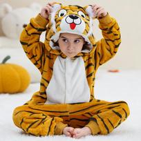 Halloween Capybara Flannel Blanket Onesie Hooded Children Costume Jumpsuit Sleepwear Boys Girls 8Y brown