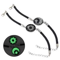 New Fashion Luminous Braided Bracelets Sun Moon Lovers Adjustable Stainless Steel Romantic Sleek Bangle Link Bracelets Jewelry gray